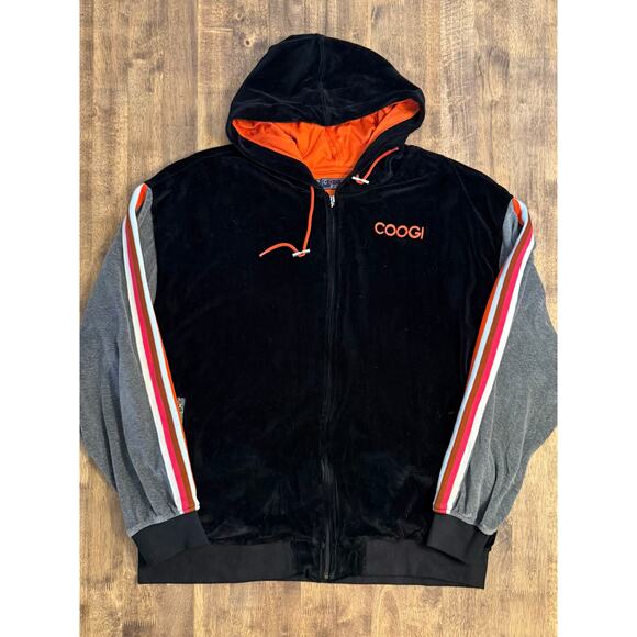 COOGI VTG Y2K Velour Tracksuit Set Jacket Pants Embroidered Black Men’s Size 3XL - Picture 2 of 16
